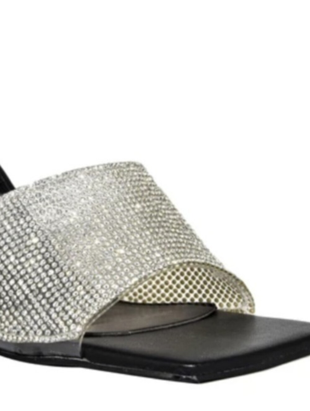 BRAND NEW CATHY DIN SILVER RHINESTONE SQUARE TOE WOMENS HEEL SANDAL